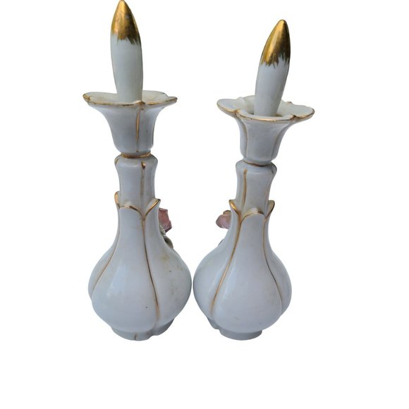 WHITE PINK AND GOLD FANCY VINTAGE DRESSER SET VINTAGE MCM - Picture 2 of 11